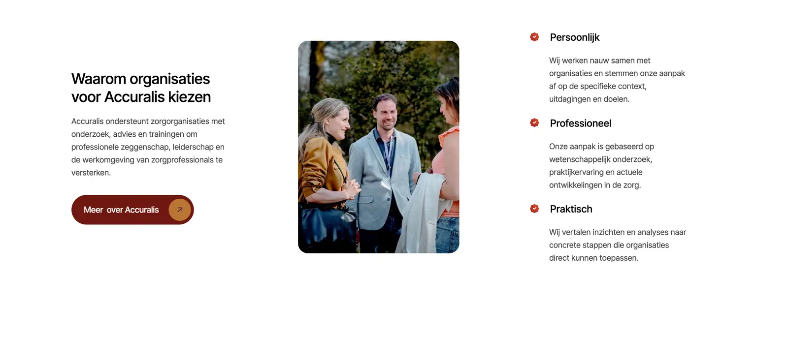 Accuralis: detail van de website in webflow