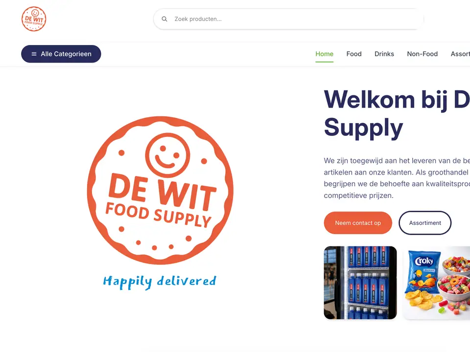 De webshop van De Wit Food Supply, gemaakt door Webamigo