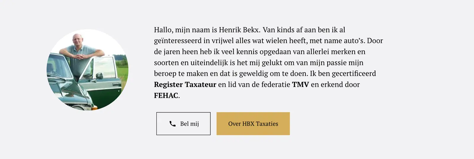 HBX Taxaties: detail van de website in squarespace