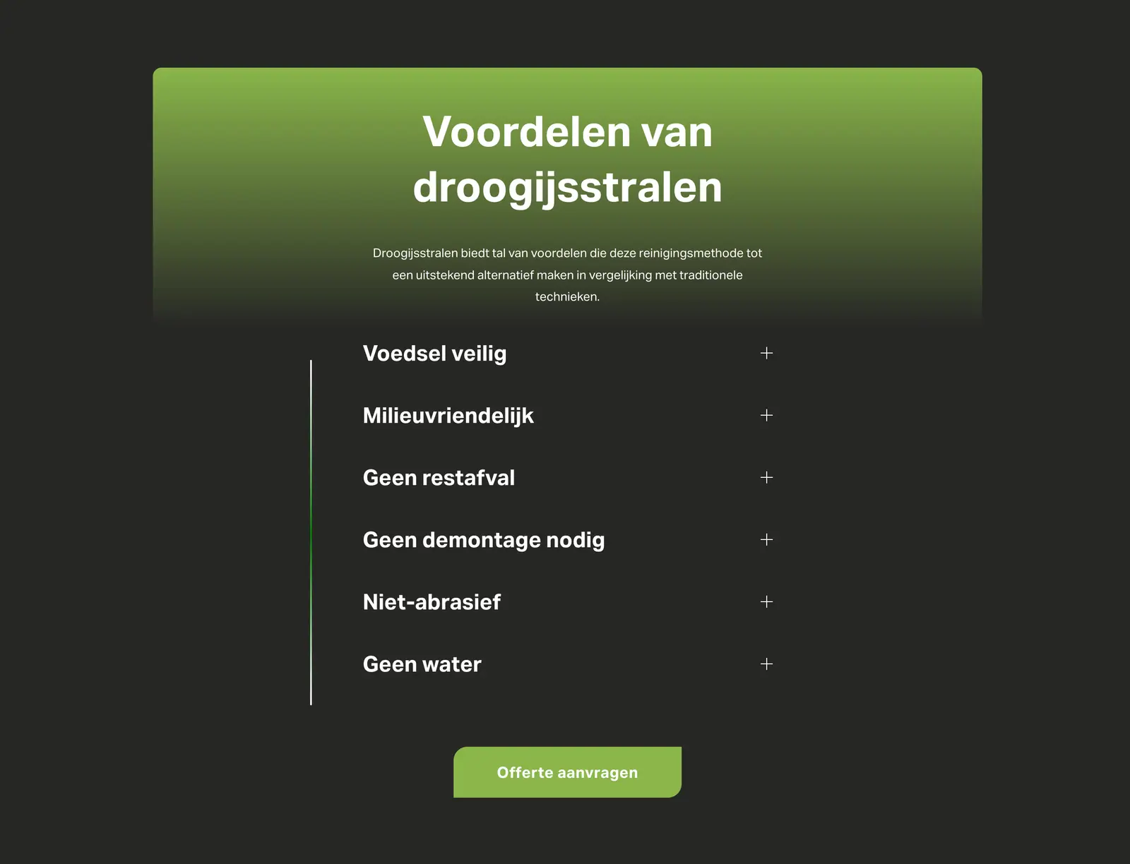 Leijser Dry Ice Cleaning: detail van de website in squarespace