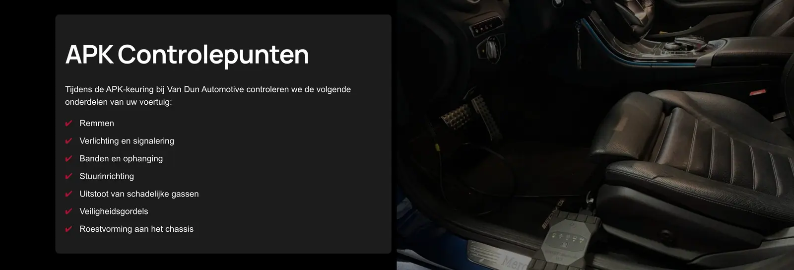 Van Dun Automotive: detail van de website in squarespace