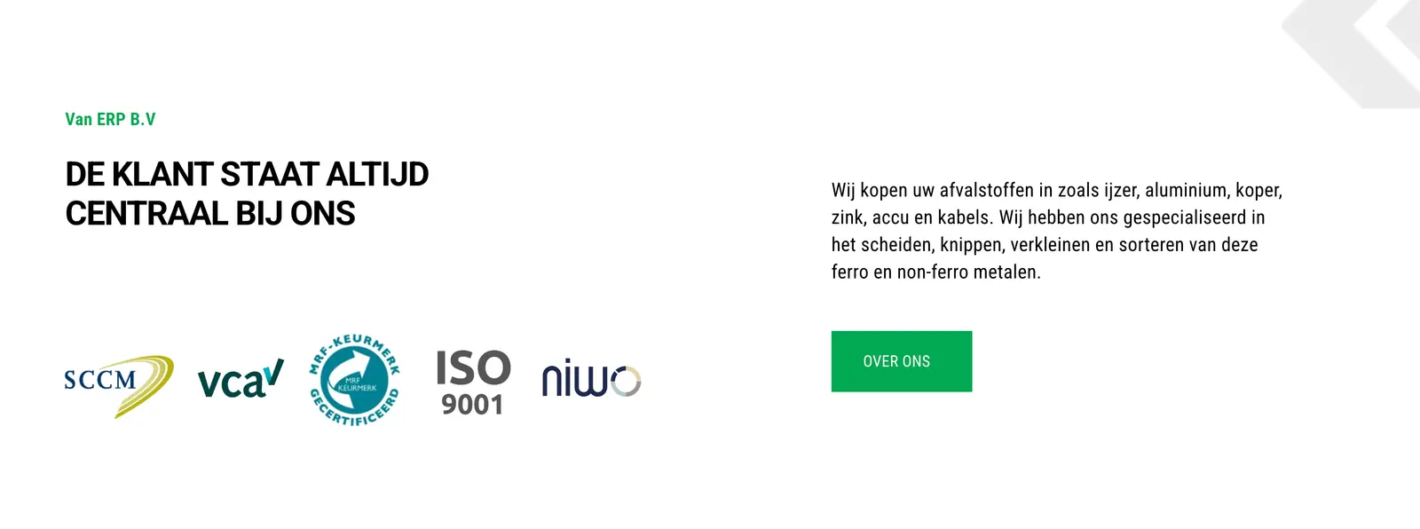 Van Erp: de nieuwe website in webflow