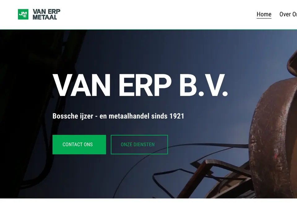 De website van Van Erp, gemaakt door Webamigo