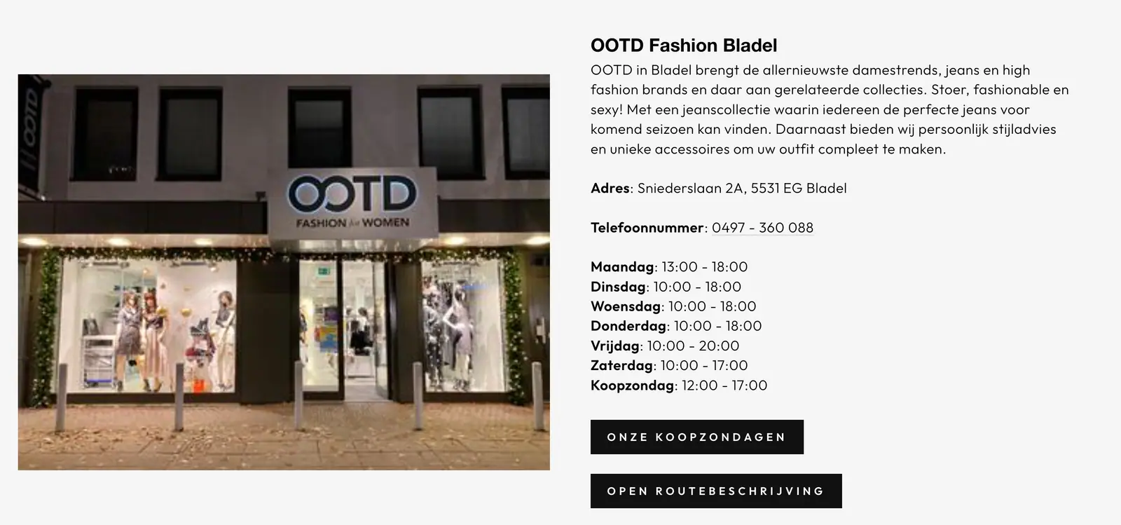 OOTD Fashion: detail van de shopify-webshop